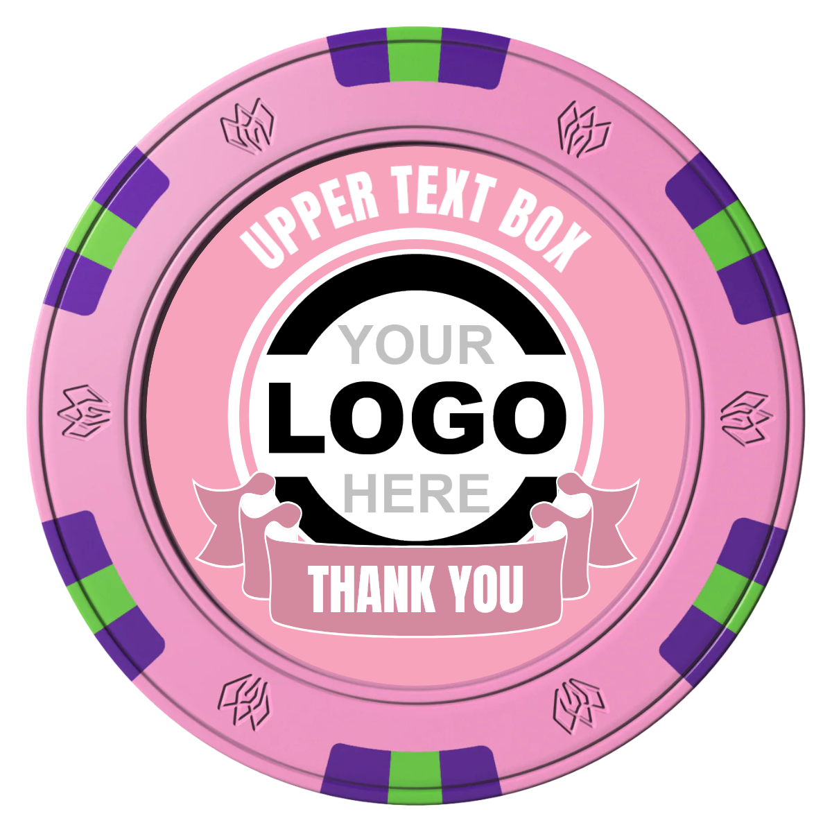 Lower Banner Clay Poker Chips - Pink / 6 Spot Gem / 40mm - Front