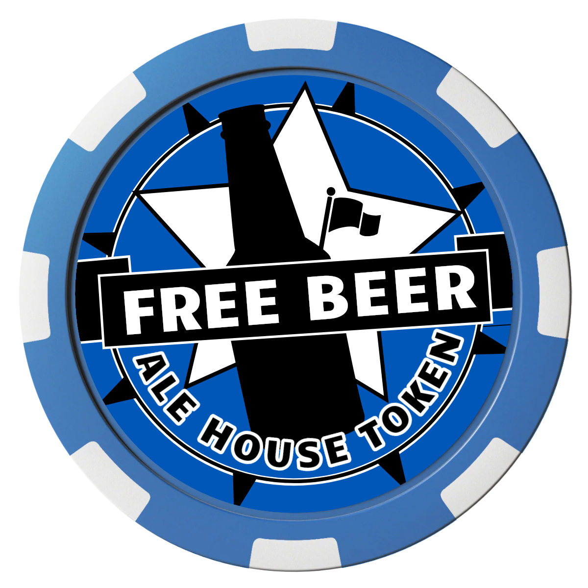 Free Beer Drink Composite Poker Chips - Blue / 8 Spot - Front