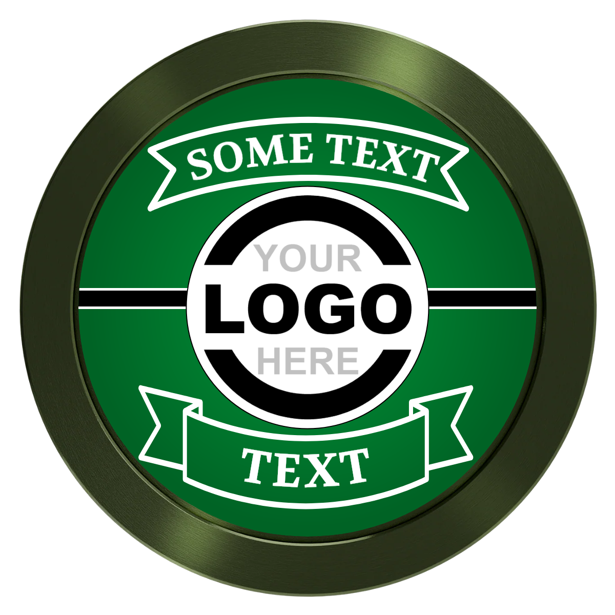 Double Banner Aluminum Poker Chips - Green - Front