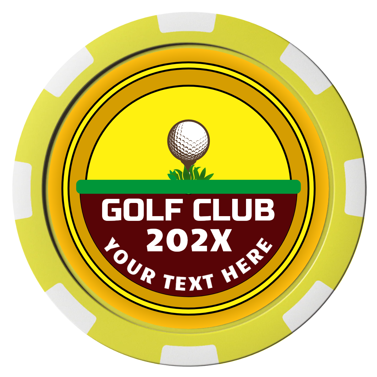 Teed Up Composite Poker Chips - Yellow / 8 Spot - Front