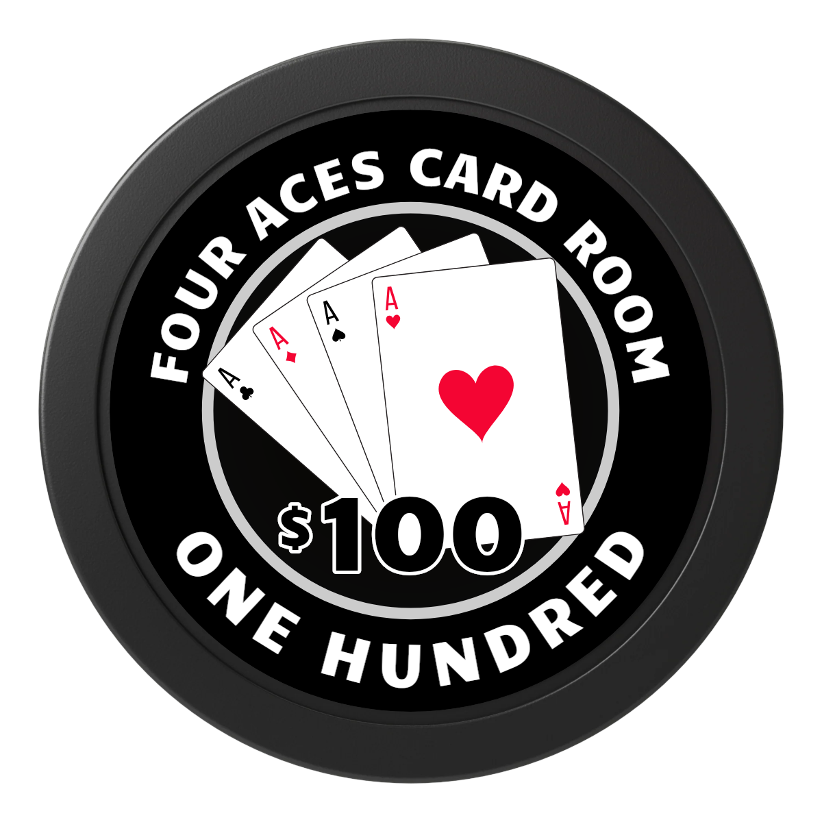 4 Aces Poker Room 2" Oversized Poker Chips - Black - Back