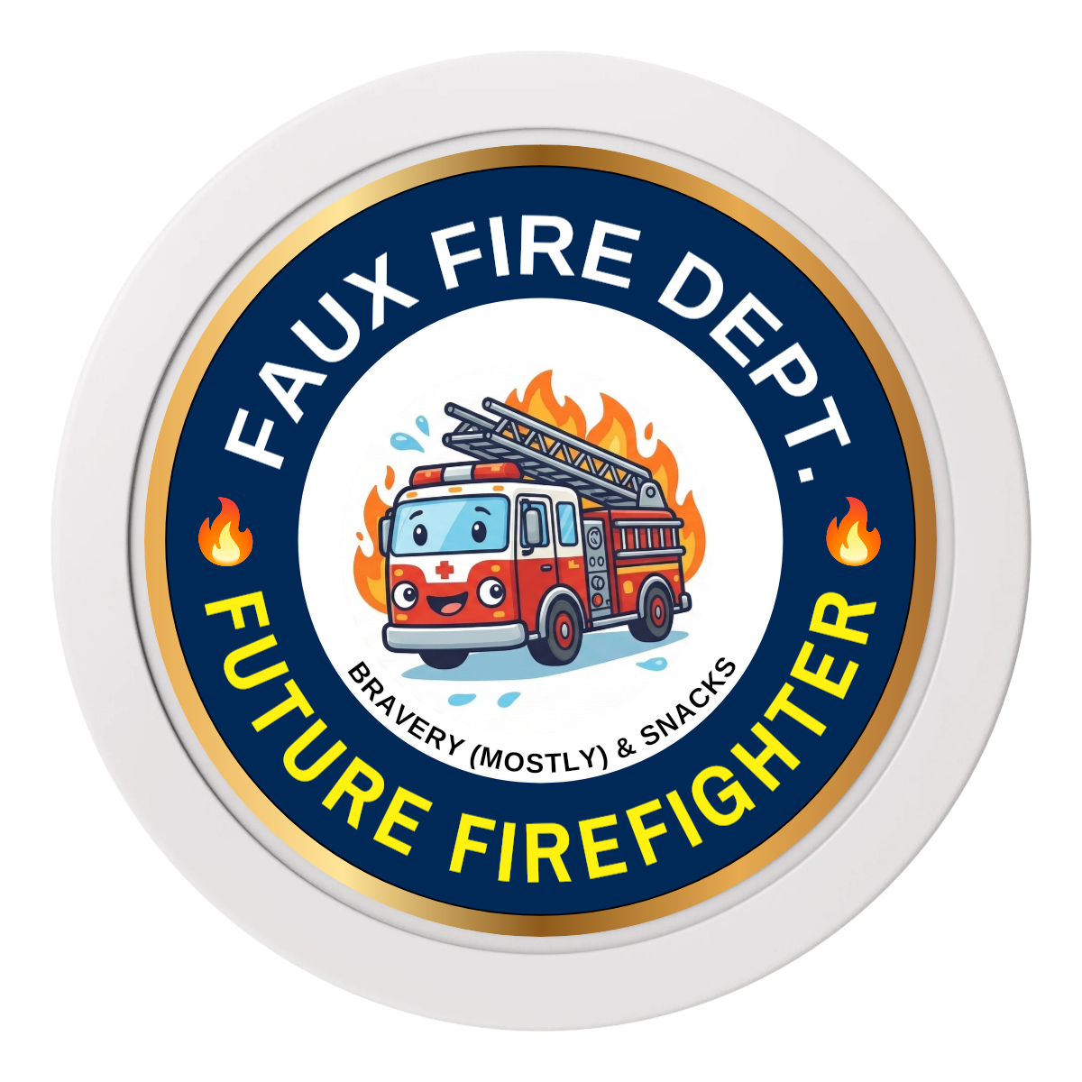 Future Firefighter 2" Composite Dealer Button - White - Back