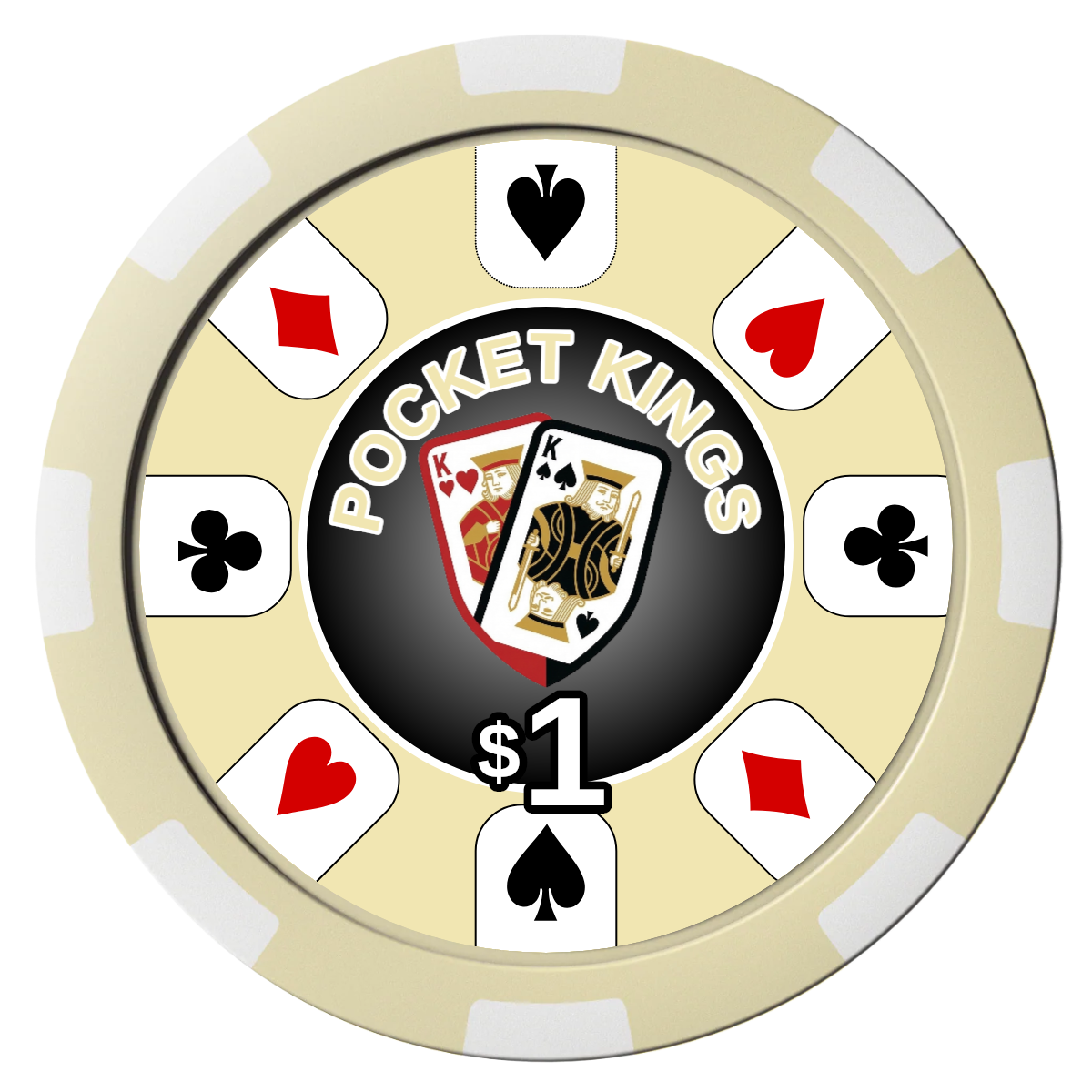 Pocket Kings Composite Poker Chips - Ivory / 8 Spot - Front