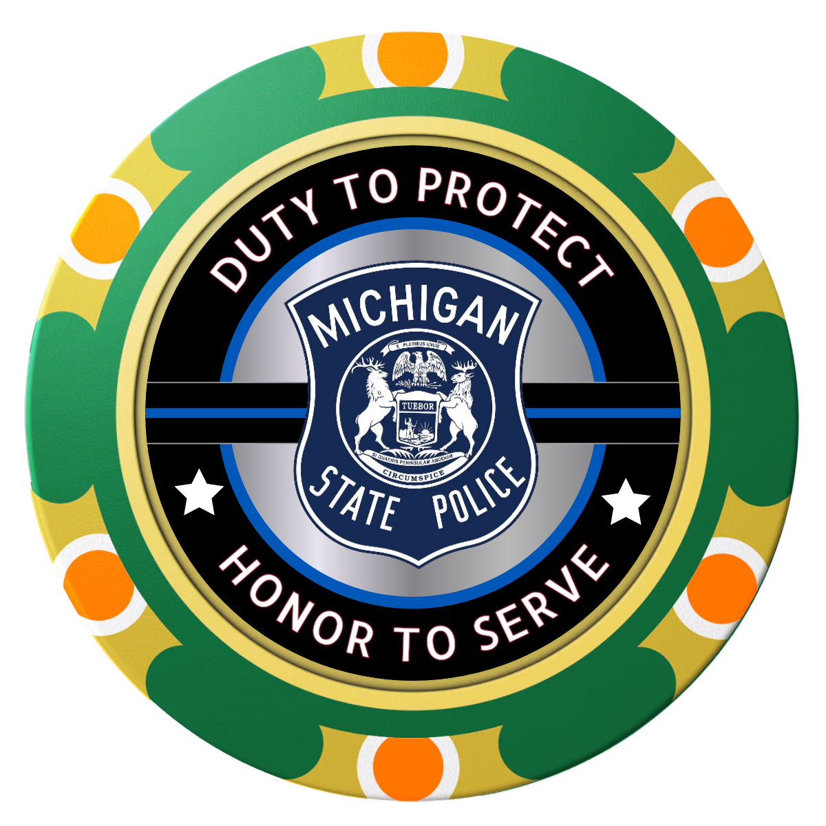 Police Department #01 Clay Poker Chips - Green / Monte Carlo / 40mm - Front