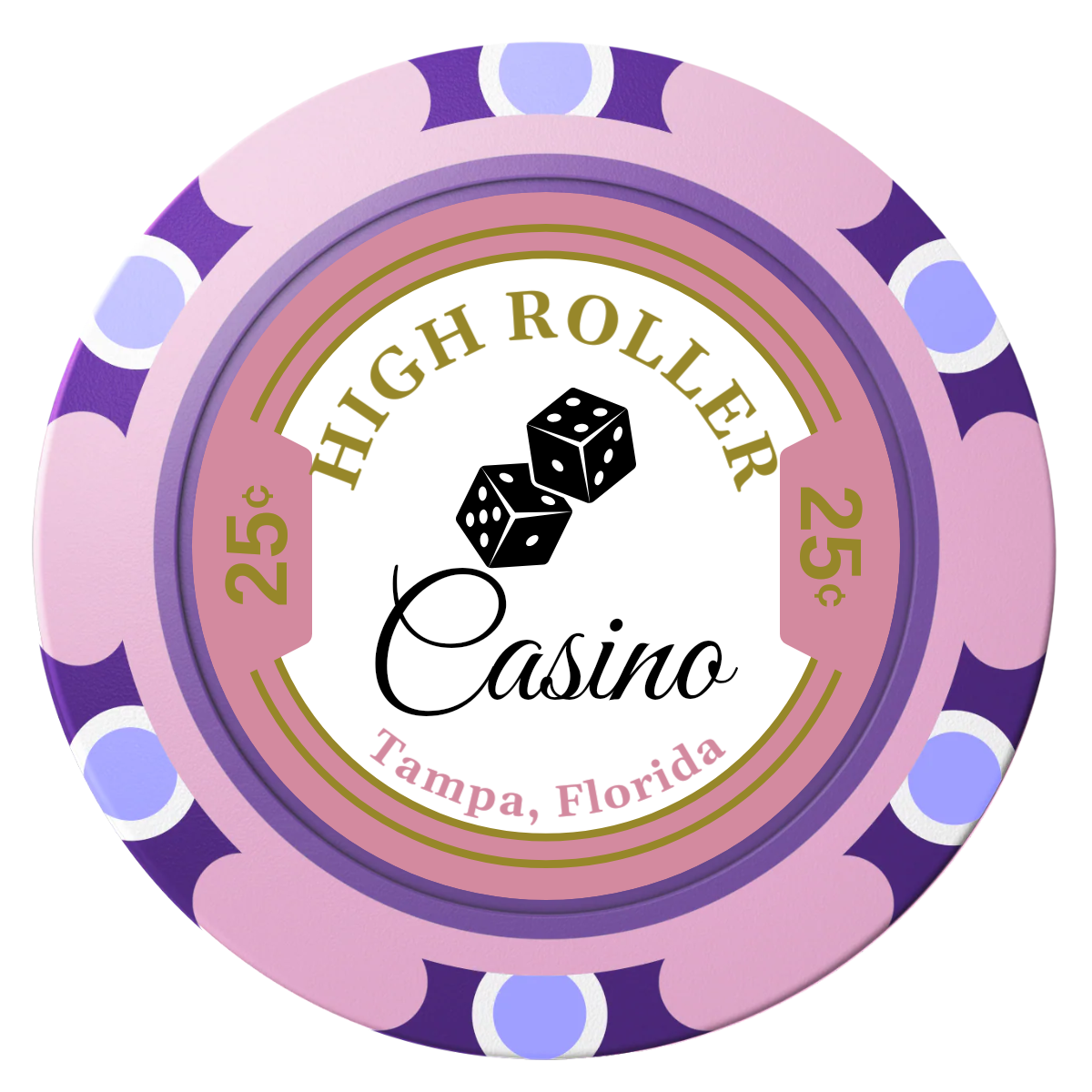 High Roller Casino Clay Poker Chips - Pink / Monte Carlo / 40mm - Front