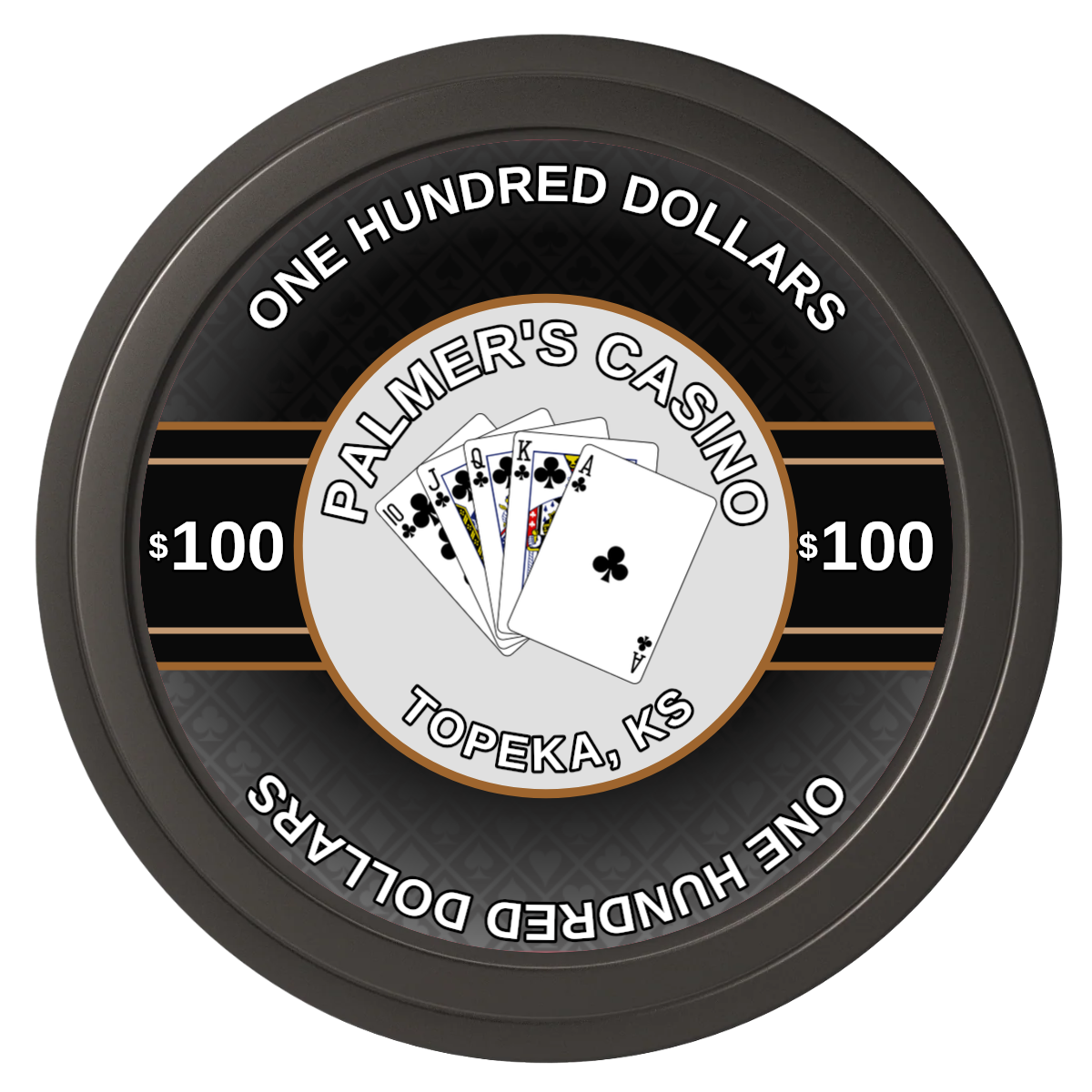 Palmer's Casino Composite Poker Chips - Black / Solid - Front