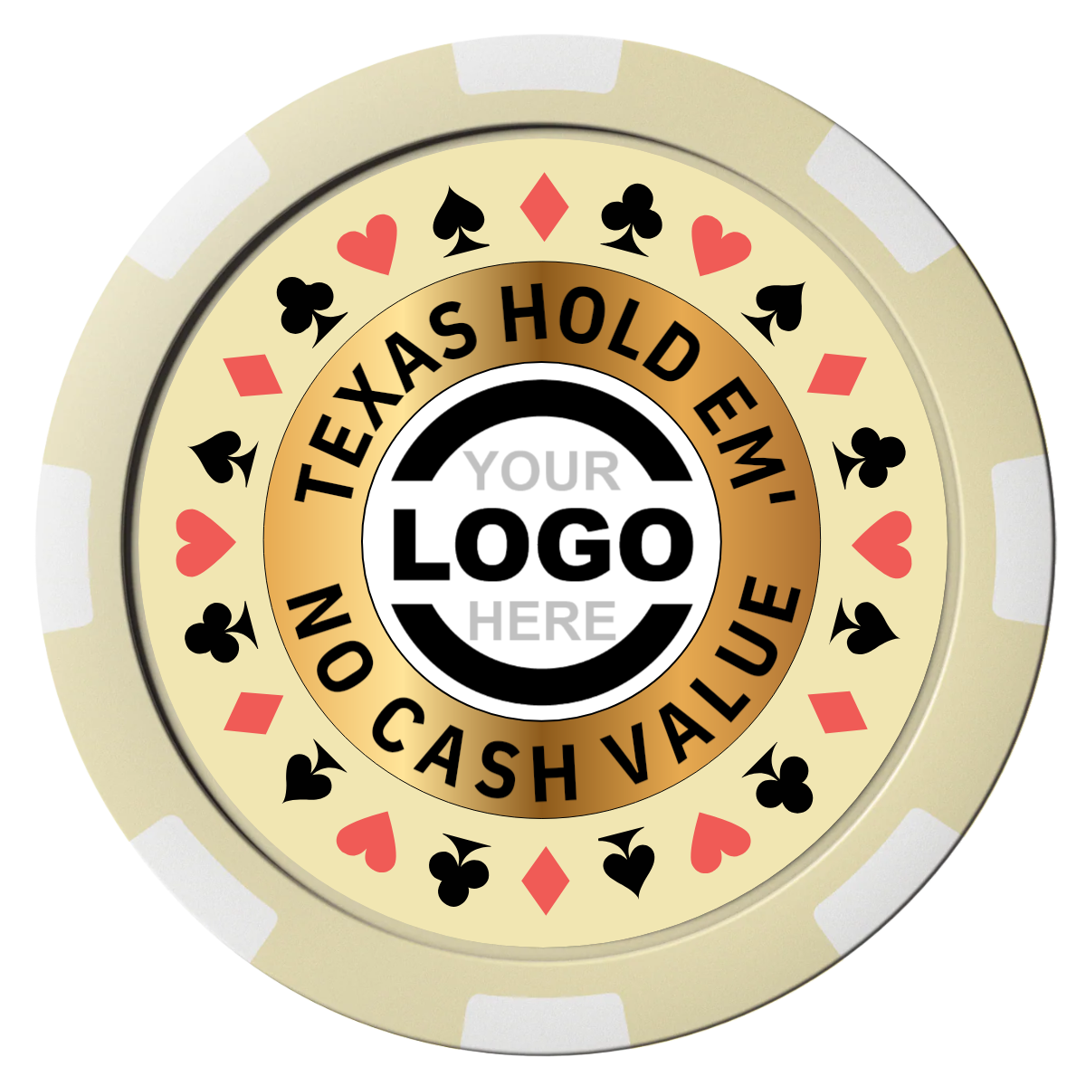 Texas Hold Em' Magnetic Composite Poker Chips - Ivory / 8 Spot - Front
