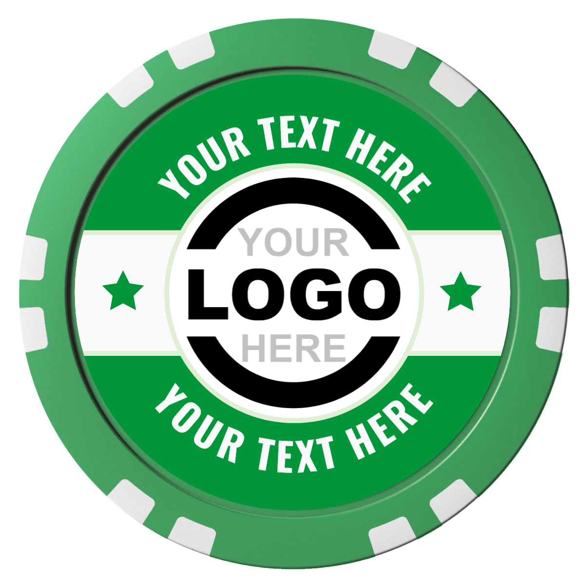 Star Banner Composite Poker Chips - Green / Double Stripe - Front
