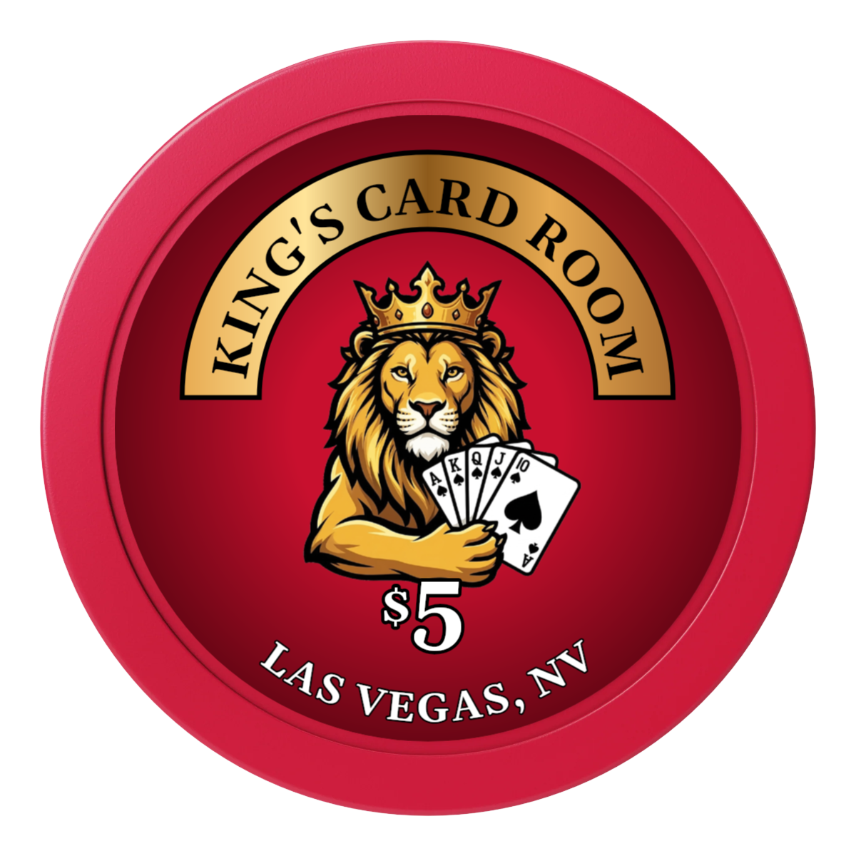 King's Card Room 2" Oversized Poker Chips - Red - Front