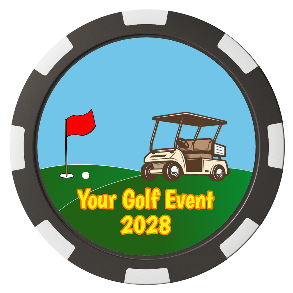 Going Golfing Today Composite Poker Chips - Black / 8 Spot - Front