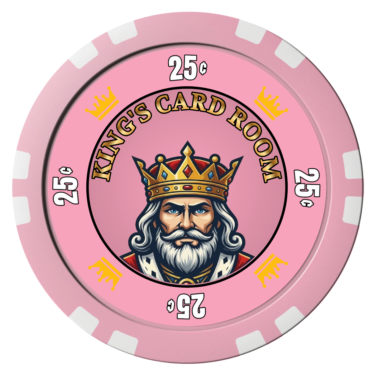 Kings Composite Poker Chips - Pink / Double Stripe - Front