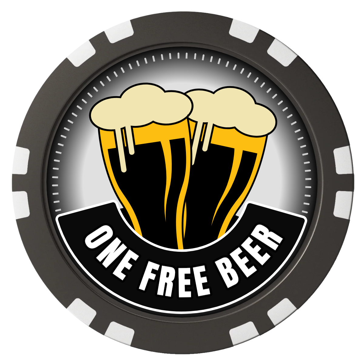 Double Pint 2 Composite Poker Chips - Black / Double Stripe - Front