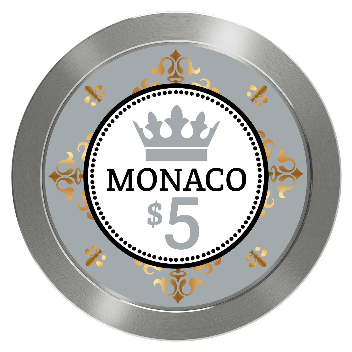 Monaco #001 Aluminum Poker Chips - Silver - Front
