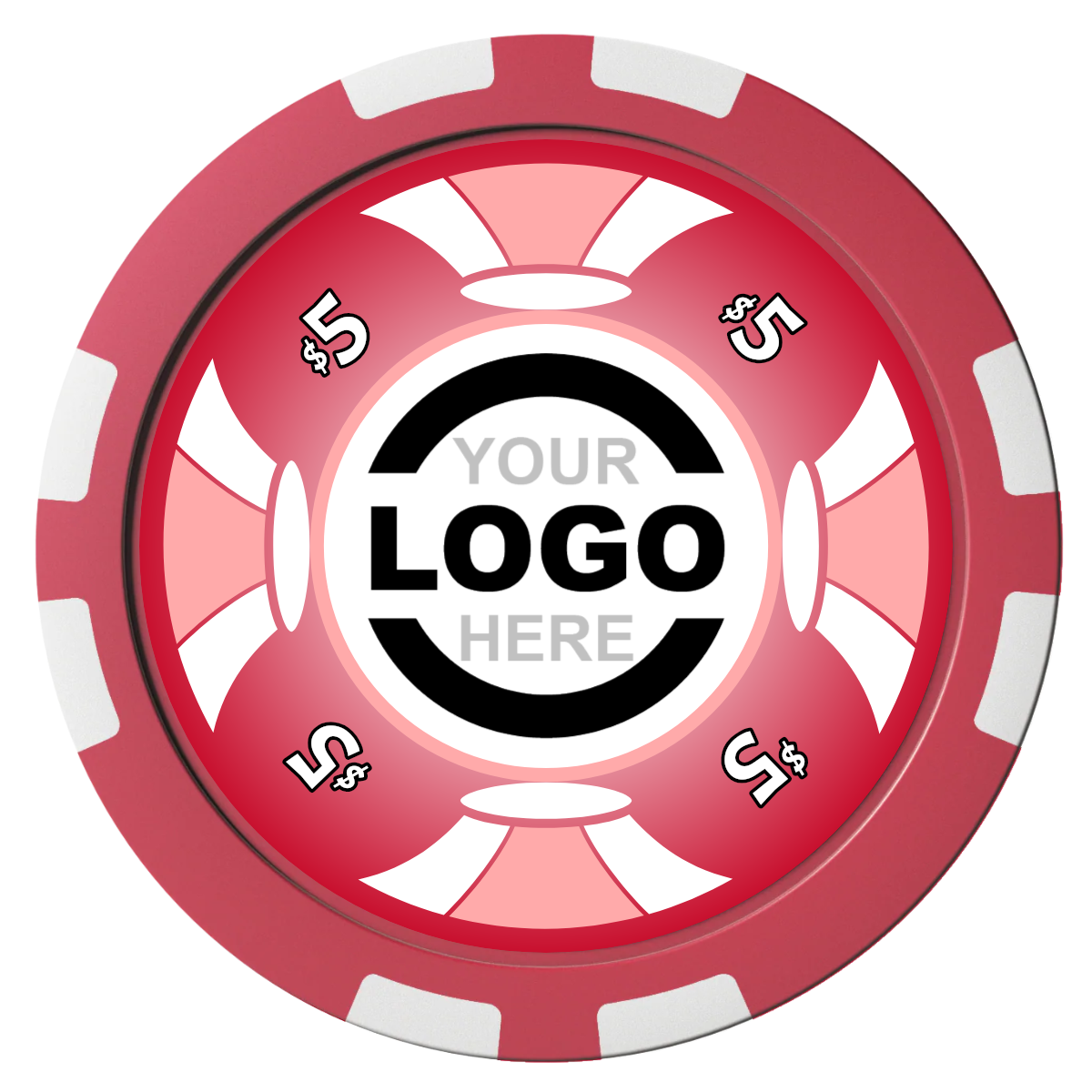 Alan Baker 4-2S A Composite Poker Chips - Red / 8 Stripe - Front