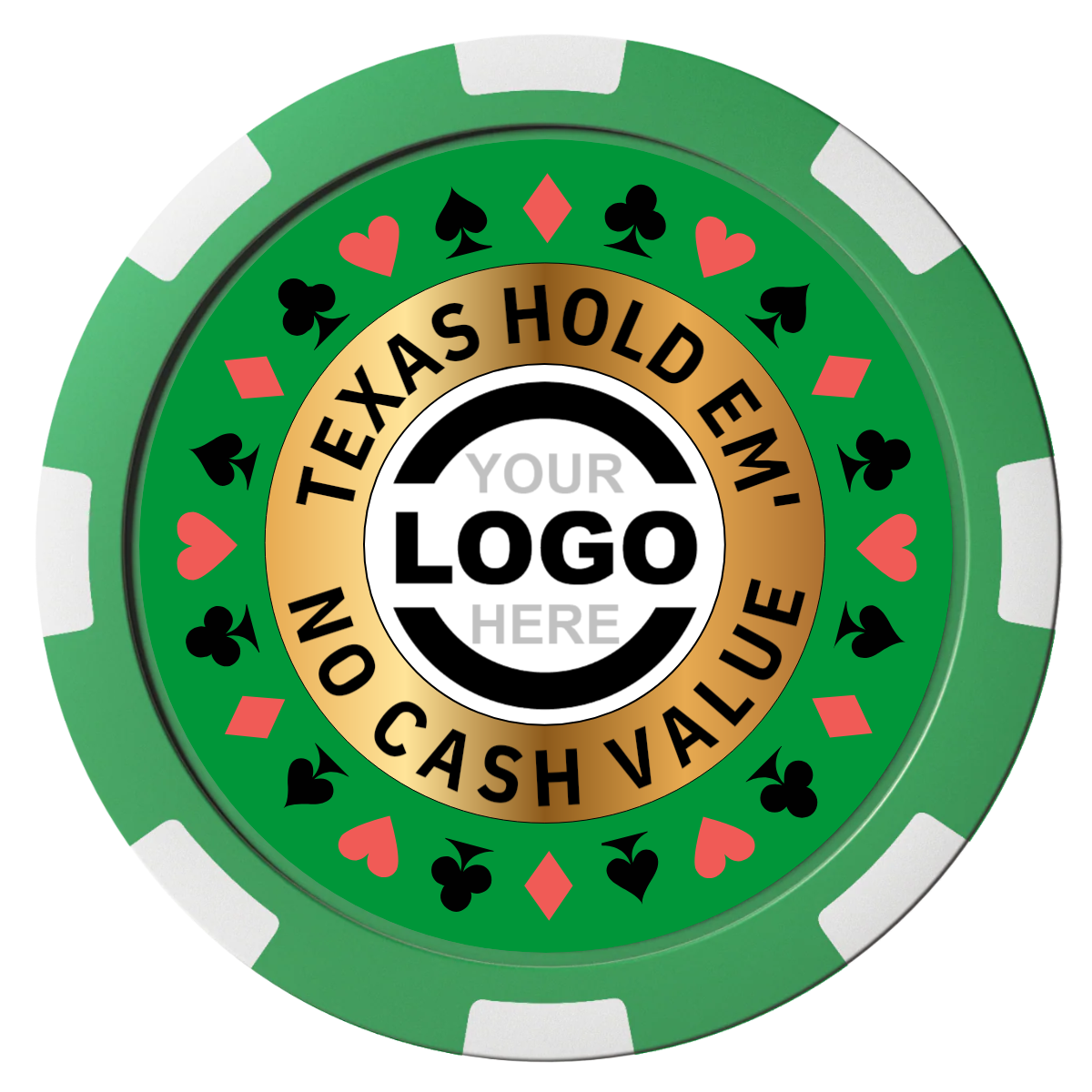 Texas Hold Em' Composite Poker Chips - Green / 8 Spot - Front