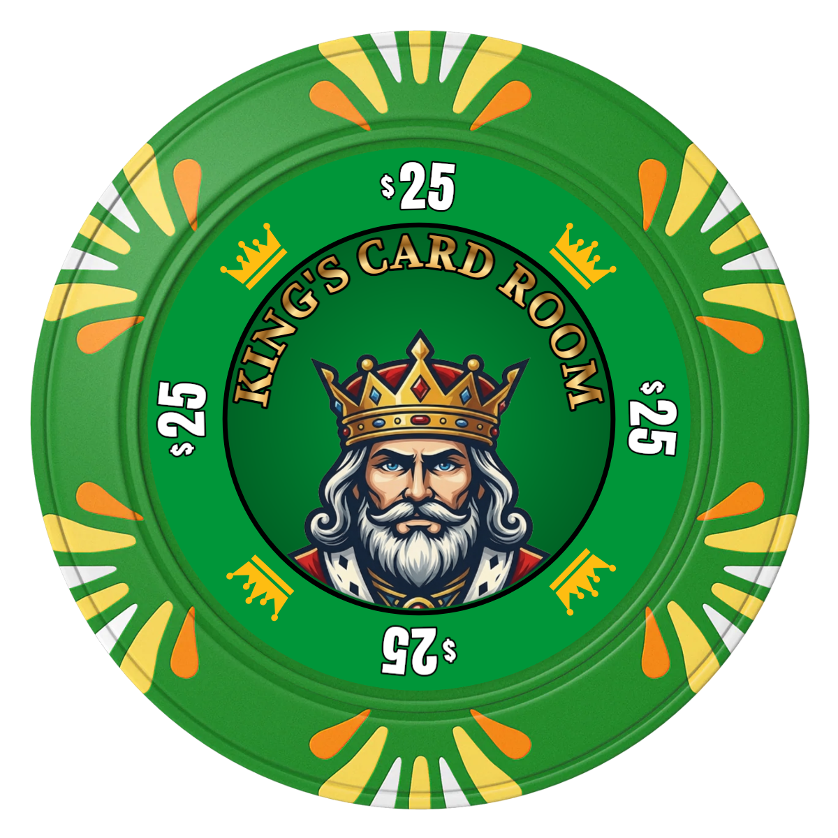 Kings Clay Poker Chips - Green / Macau / 40mm - Front