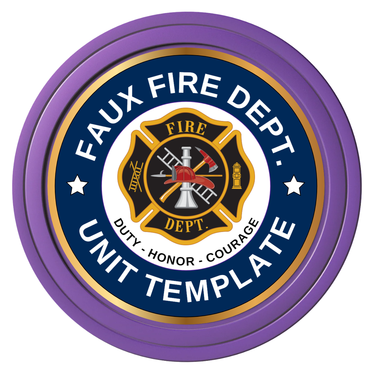 Faux Fire Dept. #01 Composite Poker Chips - Purple / Solid - Front