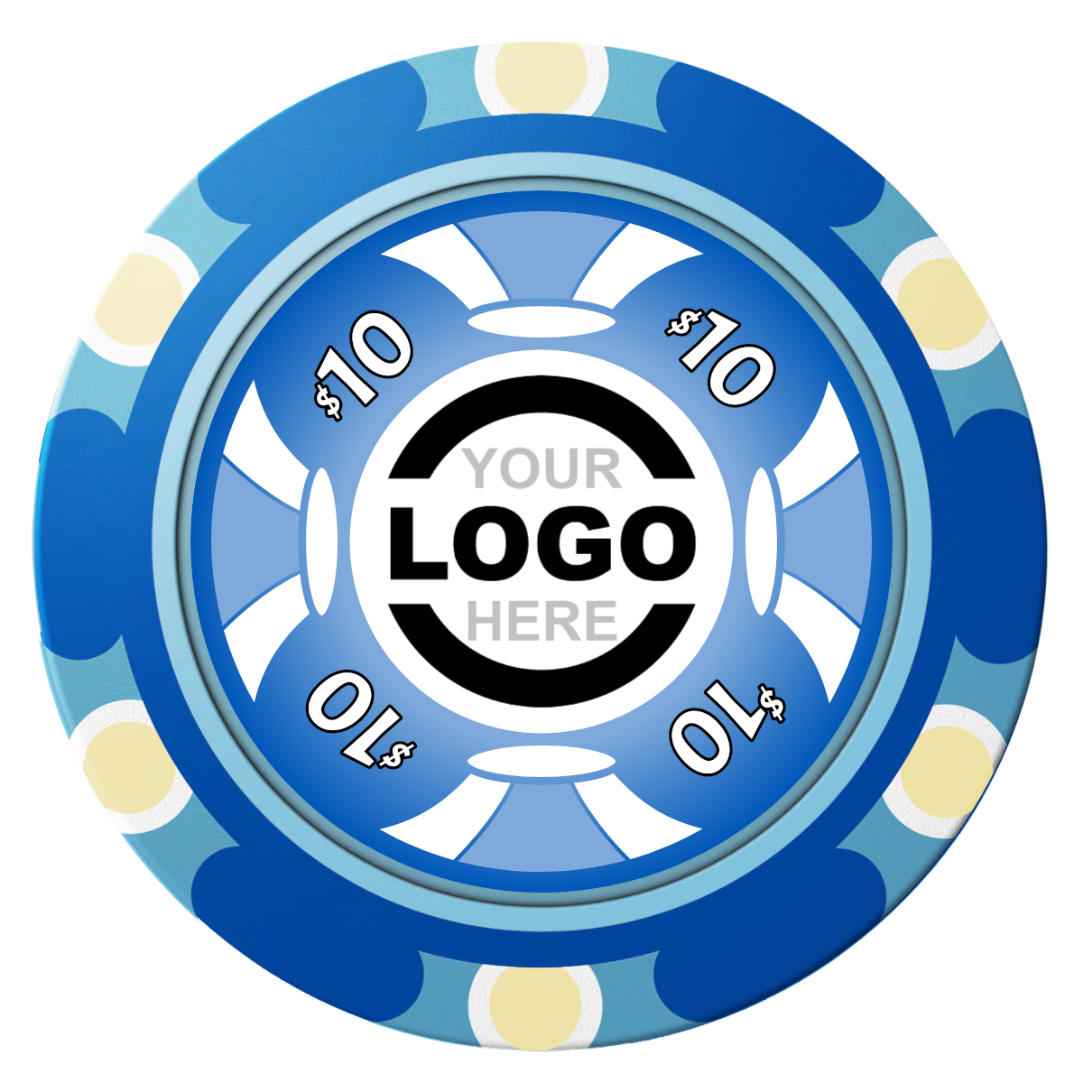 Alan Baker 4-2S A Clay Poker Chips - Blue / Monte Carlo / 40mm - Front