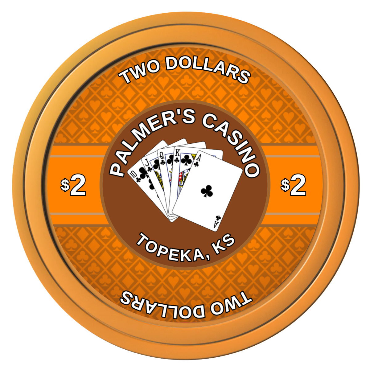 Palmer's Casino Composite Poker Chips - Orange / Solid - Front
