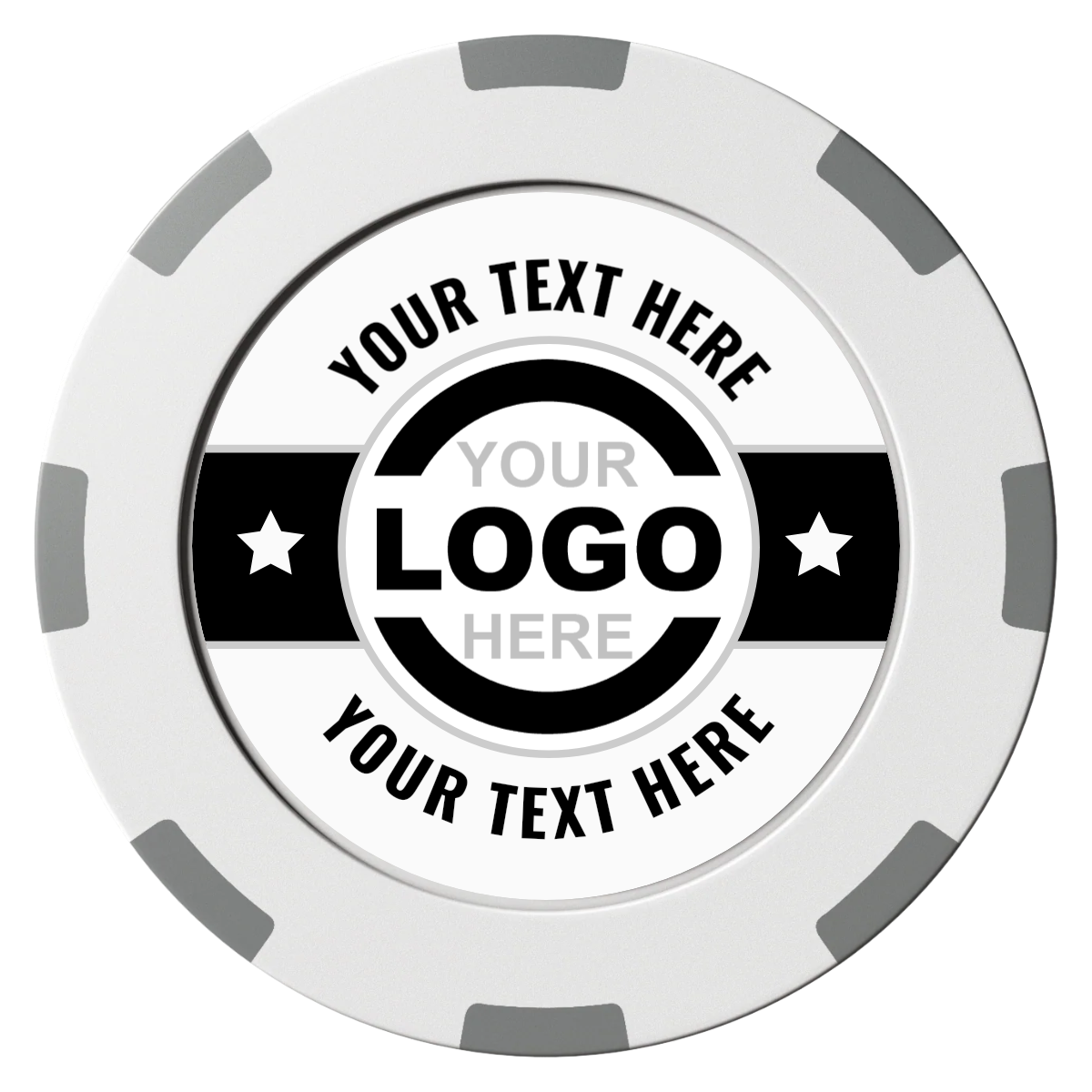 Star Banner Clay Poker Chips - White / 8 Spot (2 Tone) / 40mm - Front