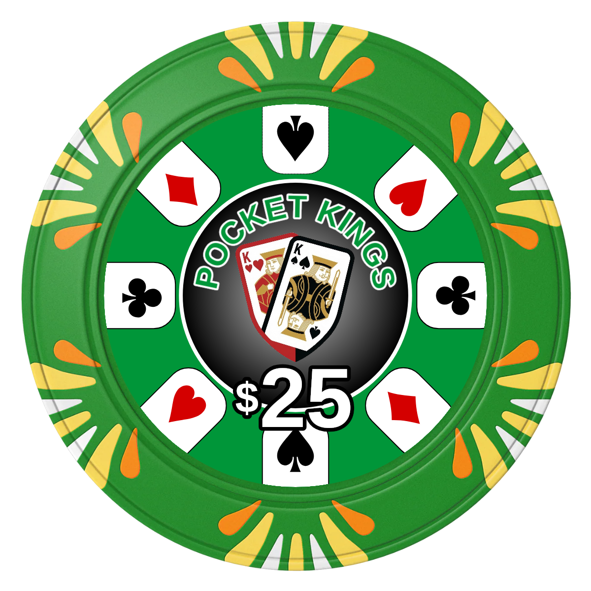 Pocket Kings Clay Poker Chips - Green / Macau / 40mm - Front
