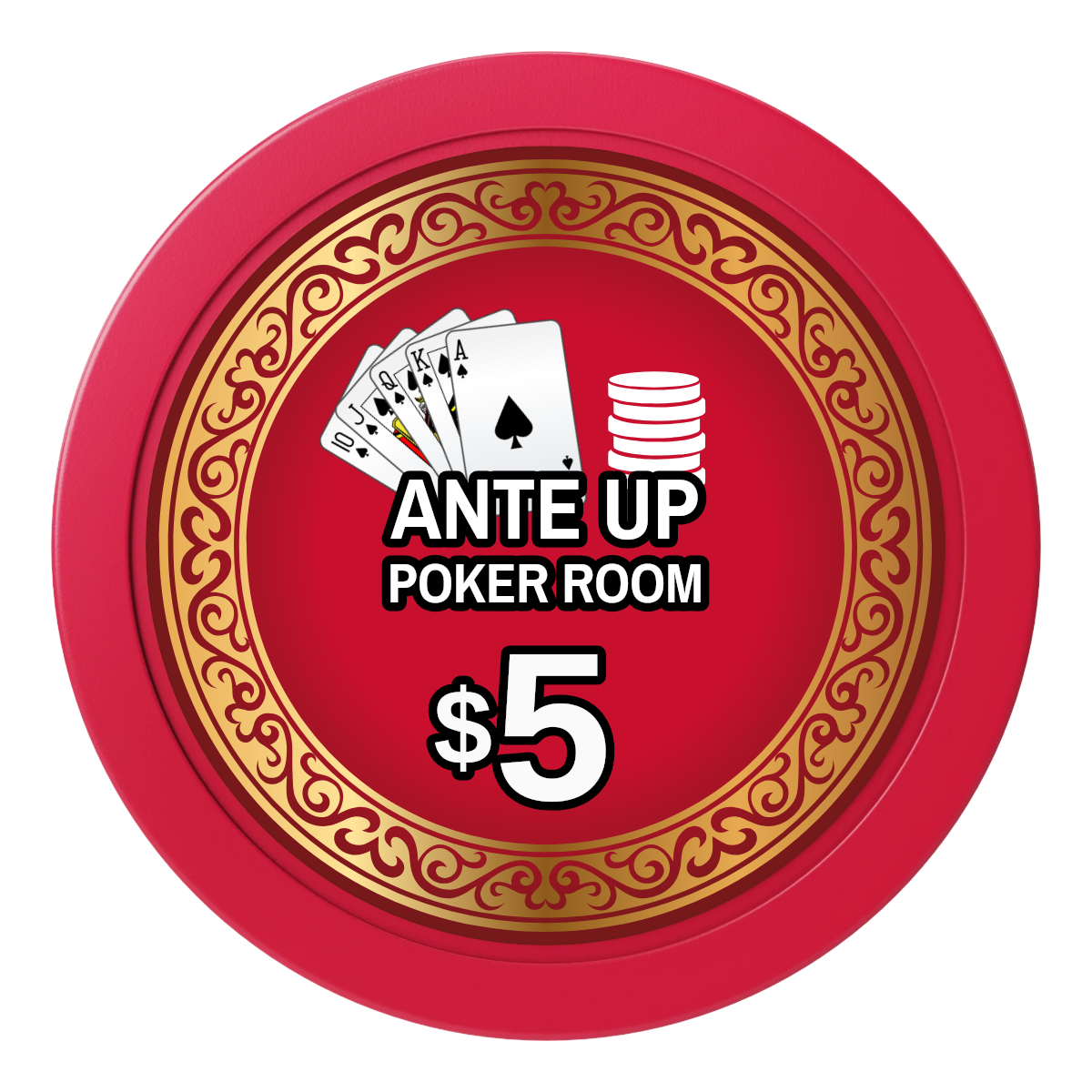 Ante Up Poker Room 2" Composite Dealer Button - Red - Front