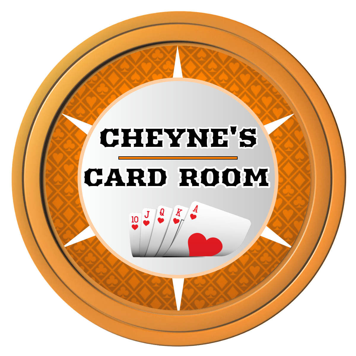 Cheyne's Card Room Composite Poker Chips - Orange / Solid - Front