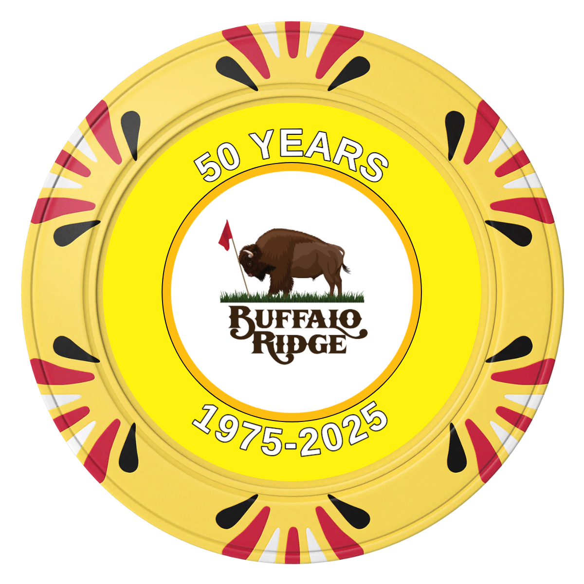 Branded Golf Pro Shop Clay Poker Chips - Yellow / Macau / 40mm - Front