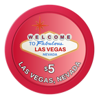 Vegas Sign 2" Oversized Poker Chip - Custom Dealer Button & Card Protector - Red - Front