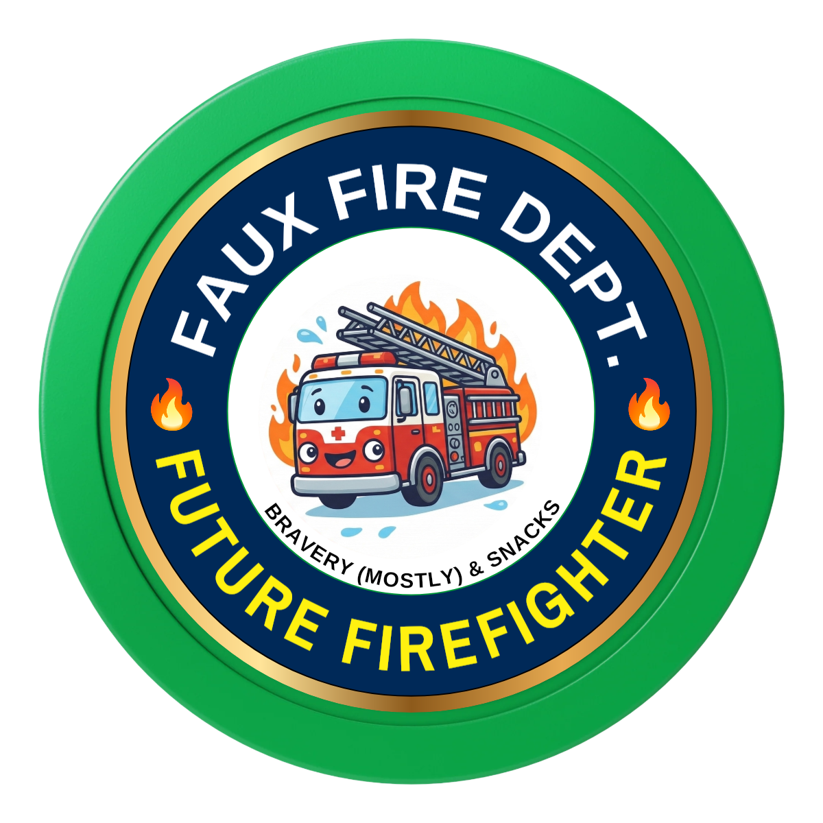 Future Firefighter 2" Composite Dealer Button - Green - Front