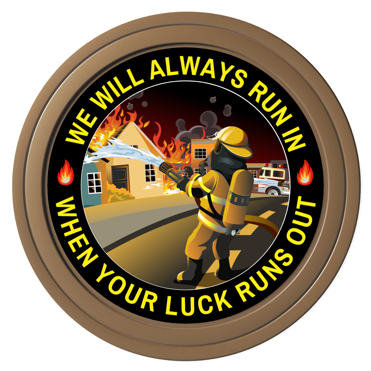 Firefighter Maltese Cross Composite Poker Chips - Brown / Solid - Front