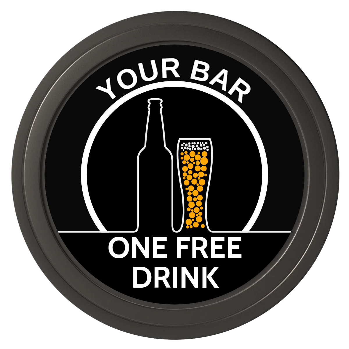 Beer and Glass Composite Poker Chips - Black / Solid - Front