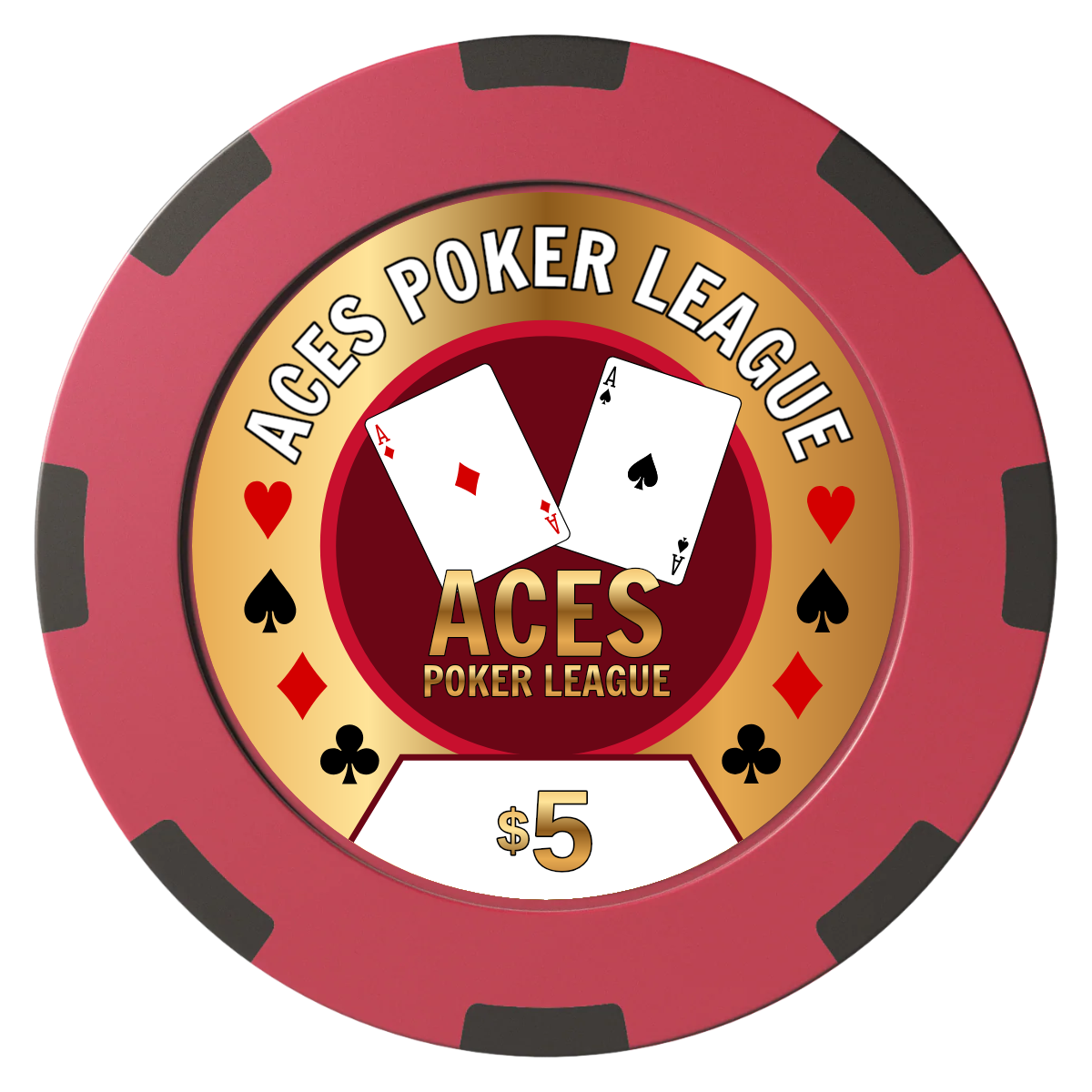 Aces Poker League Clay Poker Chips - Red / 8 Spot (2 Tone) / 40mm - Front