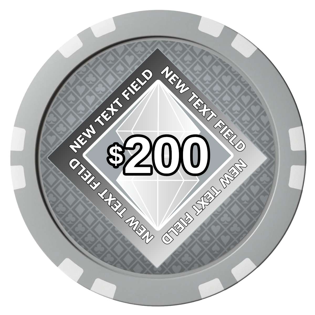 Diamond in the Rough Composite Poker Chips - Gray / Double Stripe - Front