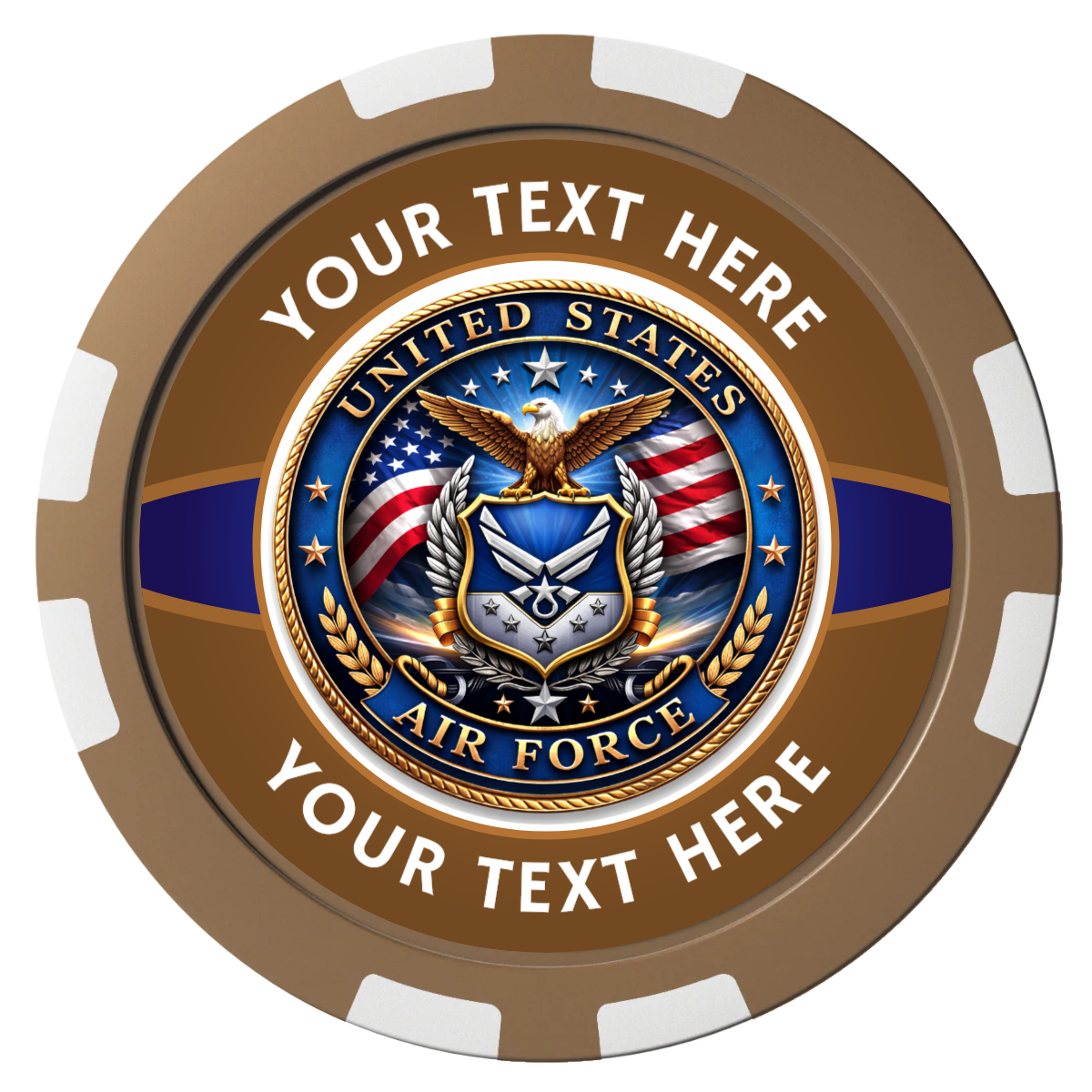 Air Force Composite Poker Chips - Brown / 8 Stripe - Front