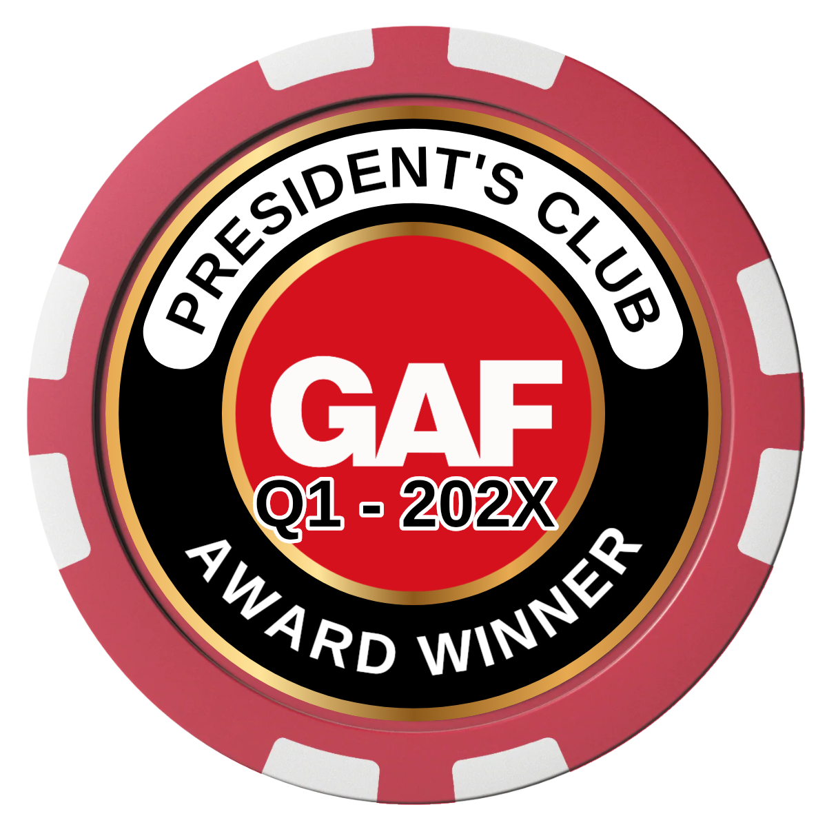 President's Club Composite Poker Chips - Red / 8 Stripe - Front