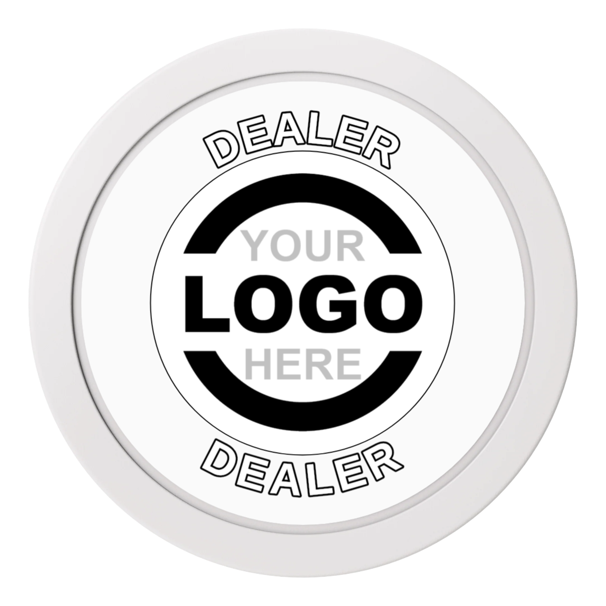 Branded Logo 2" Composite Dealer Button - White - Back