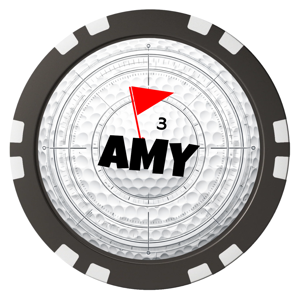 Ball Marcus Jr. Composite Poker Chips - Black / Double Stripe - Front