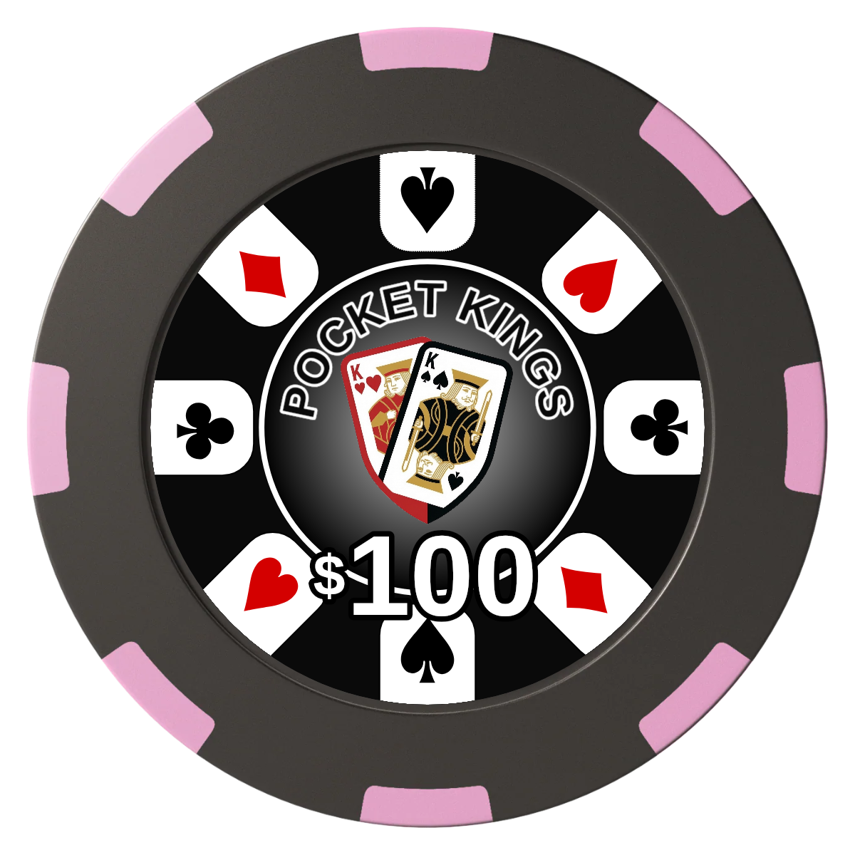 Pocket Kings Clay Poker Chips - Black / 8 Spot (2 Tone) / 40mm - Front