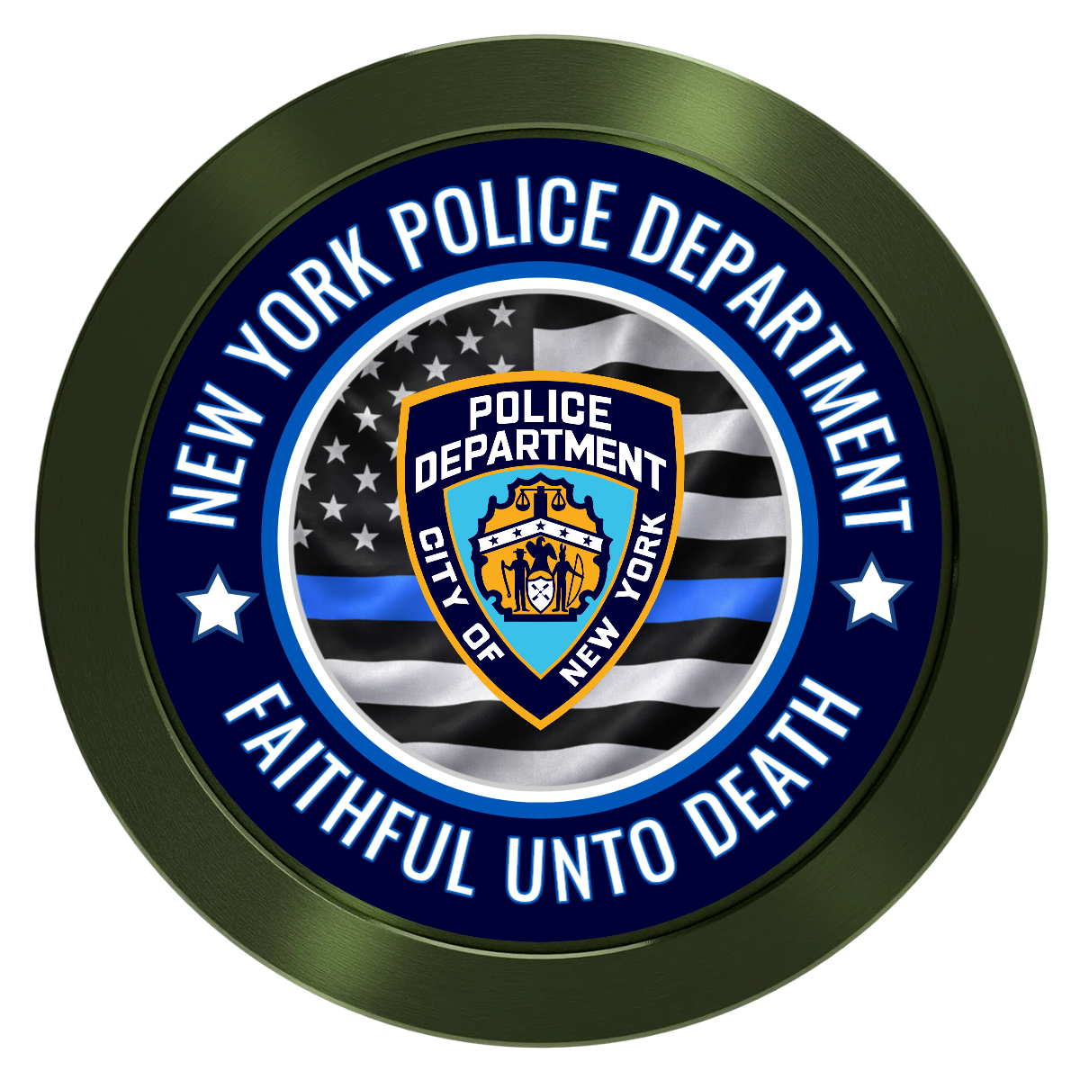 NYPD Safe and Fair Aluminum Poker Chips - Green - Front