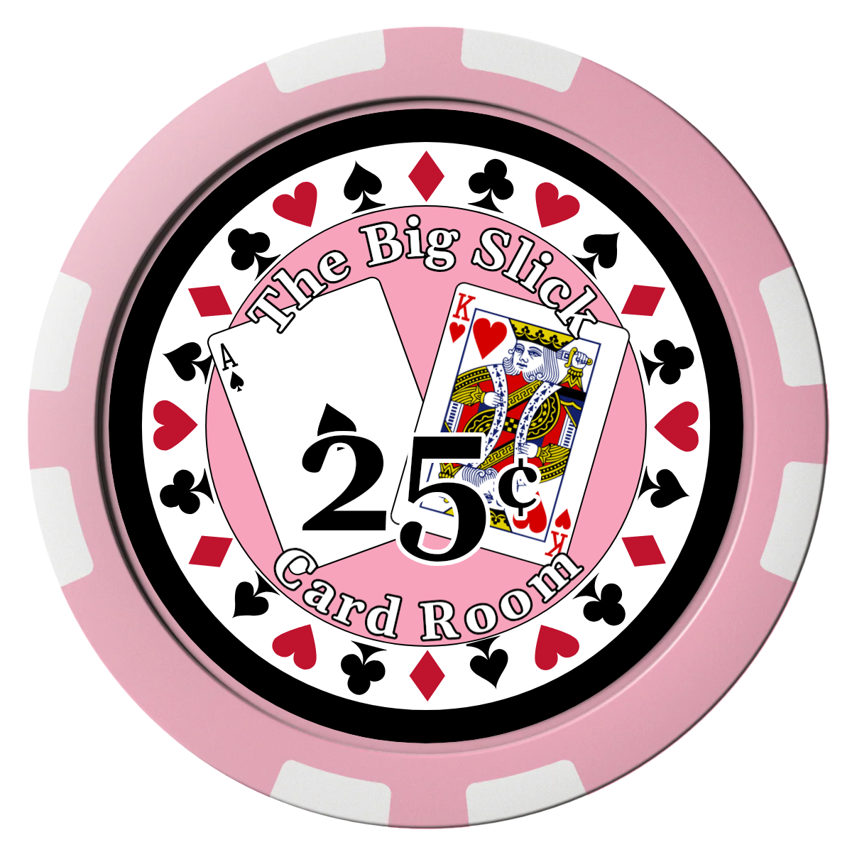 AK Big Slick Composite Poker Chips - Pink / 8 Stripe - Front