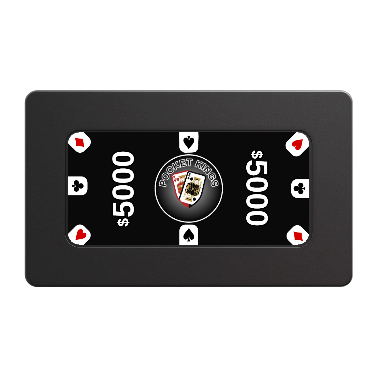 Pocket Kings Rectangular Poker Chip Plaques - Black - Front