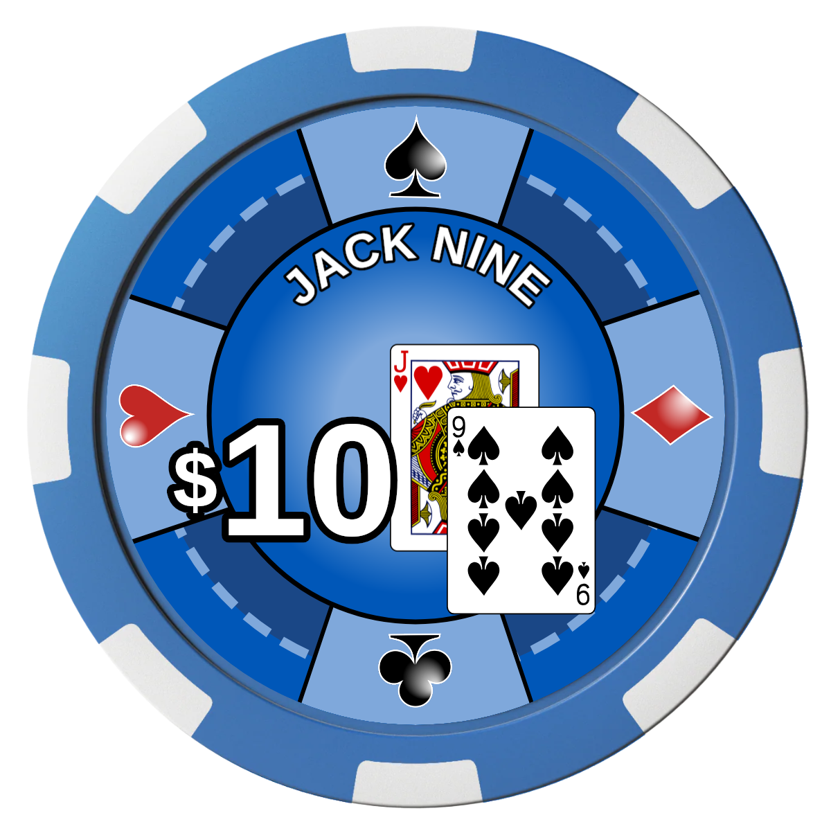 Jack Nine Card Room Magnetic Composite Poker Chips - Blue / 8 Spot - Front