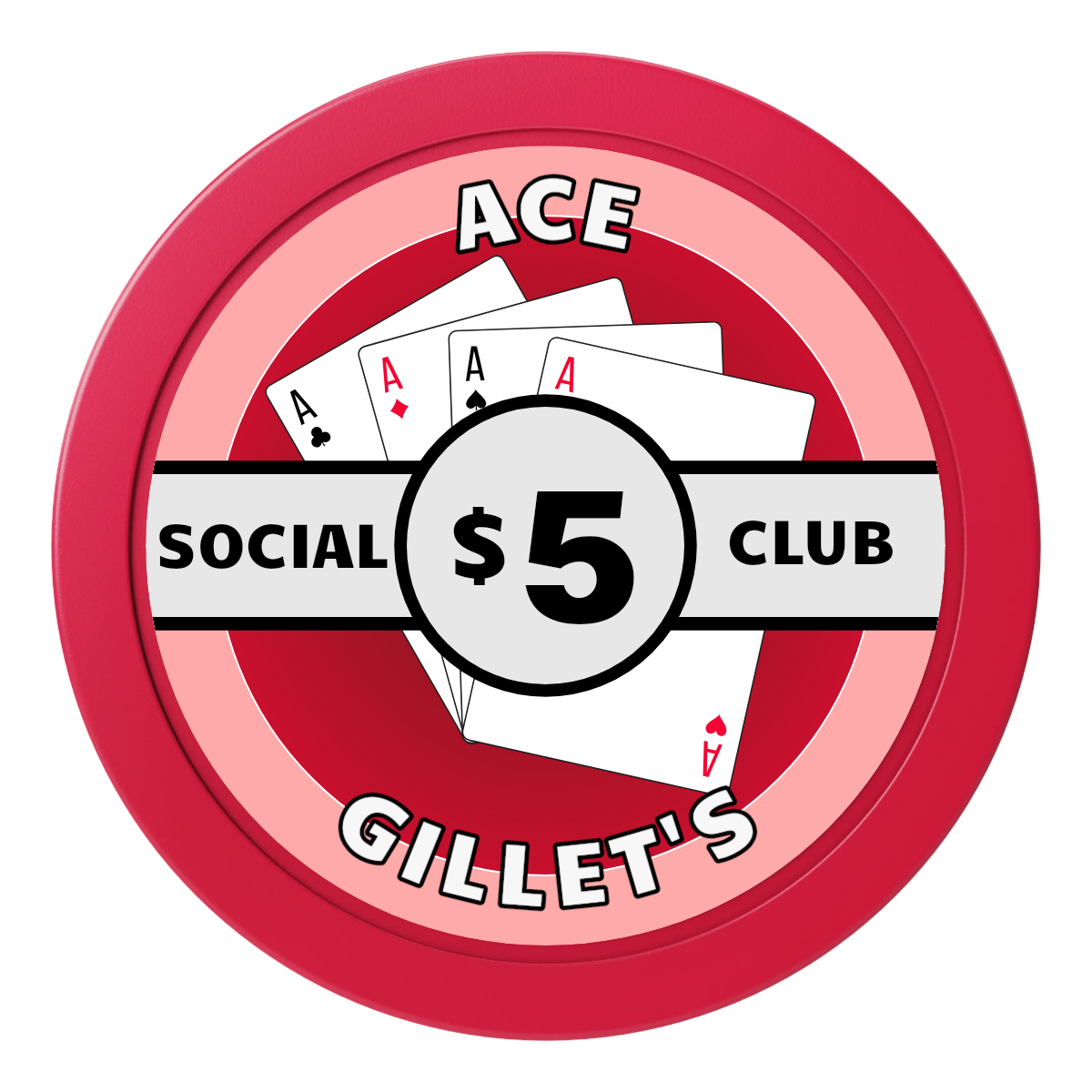 Ace Gillet's 2" Oversized Poker Chips - Red - Back