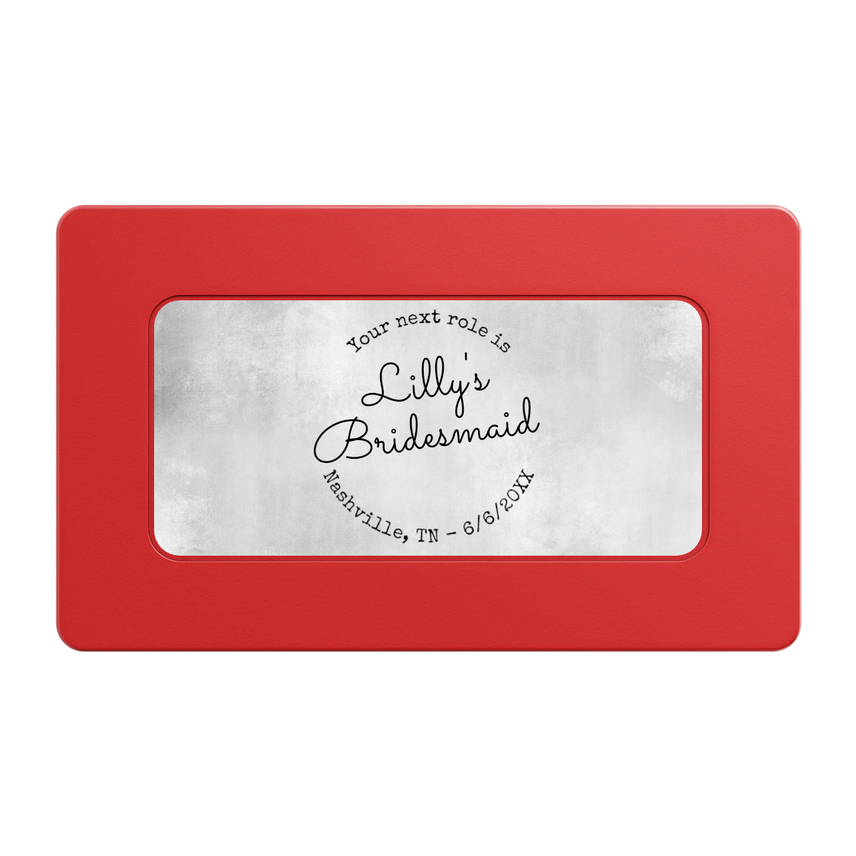 Be My Bridesmaid Simple Rectangular Poker Chip Plaques - Red - Front