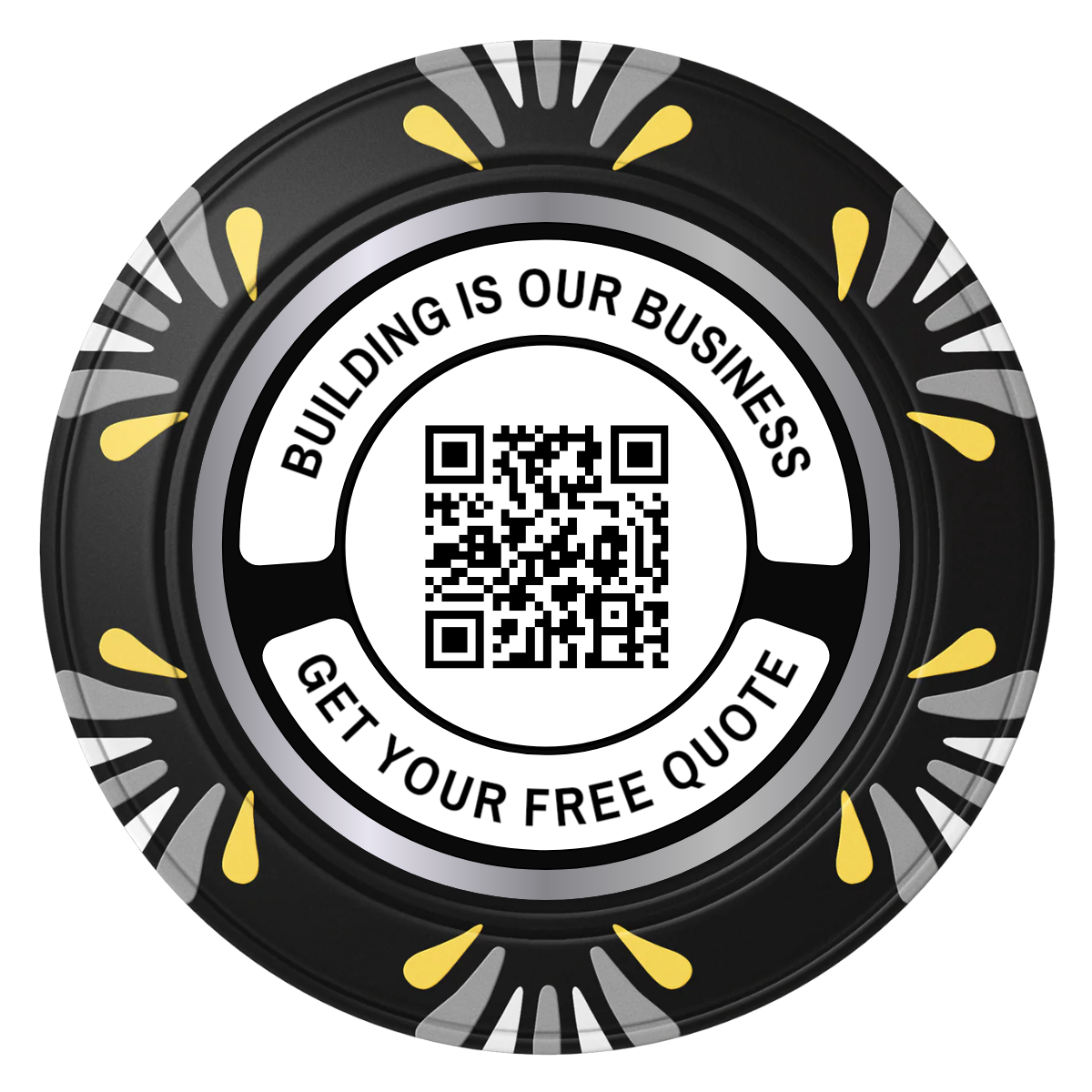 Acme Construction Clay Poker Chips - Black / Macau / 40mm - Front