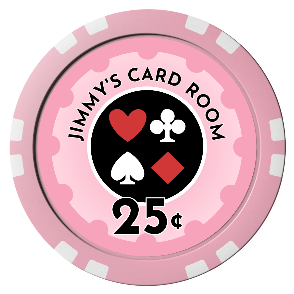 Your Four Suits Composite Poker Chips - Pink / Double Stripe - Front