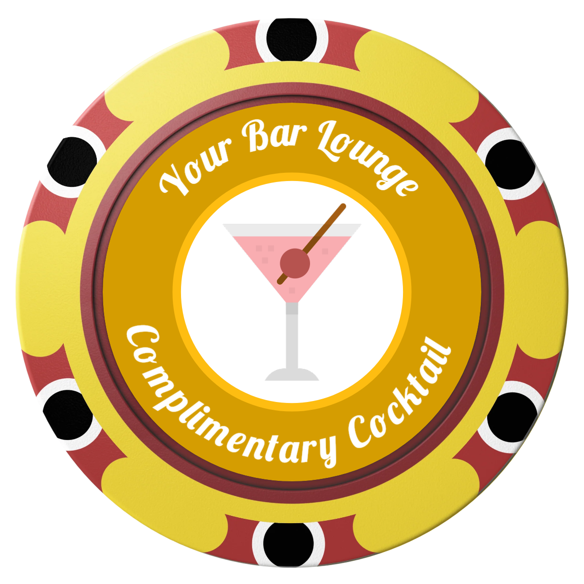 Fancy Drink Clay Poker Chips - Yellow / Monte Carlo / 40mm - Front