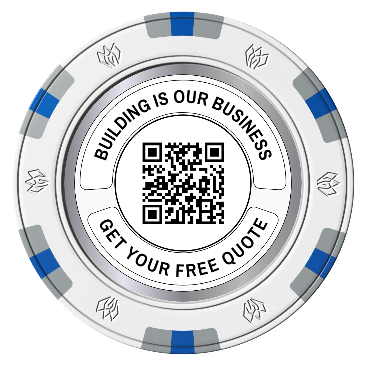 Acme Construction Clay Poker Chips - White / 6 Spot Gem / 40mm - Front