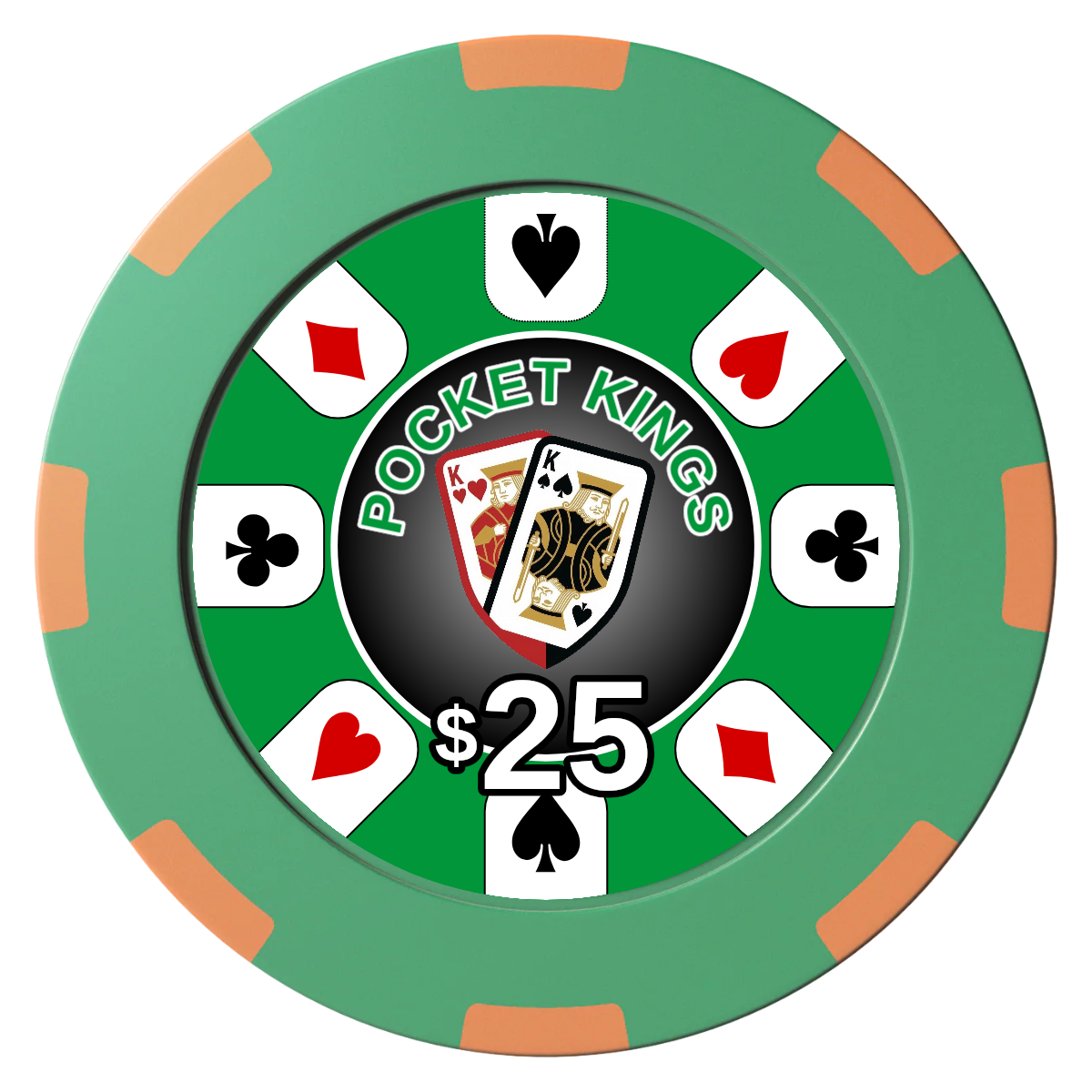 Pocket Kings Clay Poker Chips - Green / 8 Spot (2 Tone) / 40mm - Front